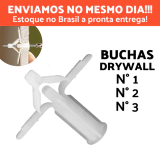100 Pçs Bucha Para Drywall Nº1 Nº2 Nº3 Com Aba Parede Oca Forro Gesso