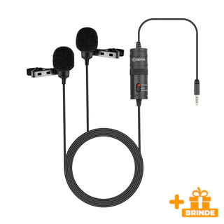 Microfone Lapela Omnidirecional Duplo BYM1DM Boya