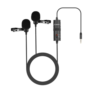 Microfone Lapela Duplo Boya By-m1dm 3.5mm Preto