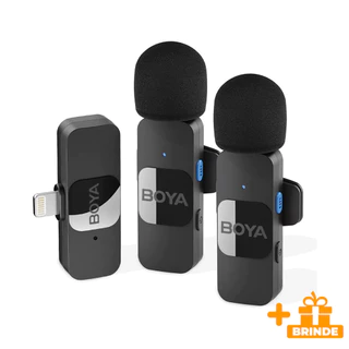 Sistema Microfone Sem Fio Boya By-v2 p/Ios 2.4G Lapela Preto