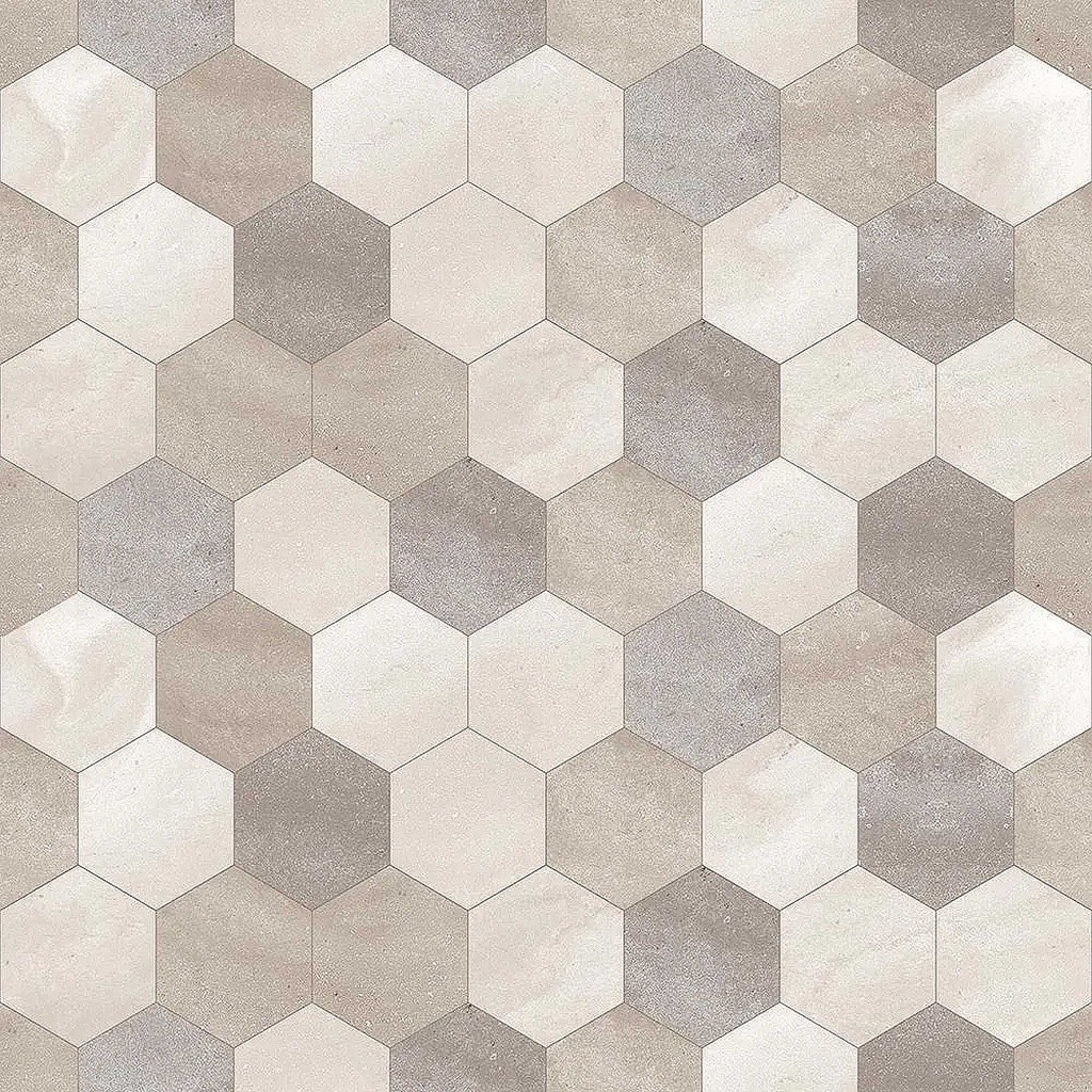 Papel De Parede Autocolante Geométrico Bege Nude Hexágono Mosaico Lavável