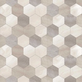 Papel De Parede Autocolante Geométrico Bege Nude Hexágono Mosaico Lavável