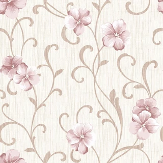 Papel De Parede Autocolante Provençal Floral Efeito Visual Linho Rosa Flor Quarto Sala