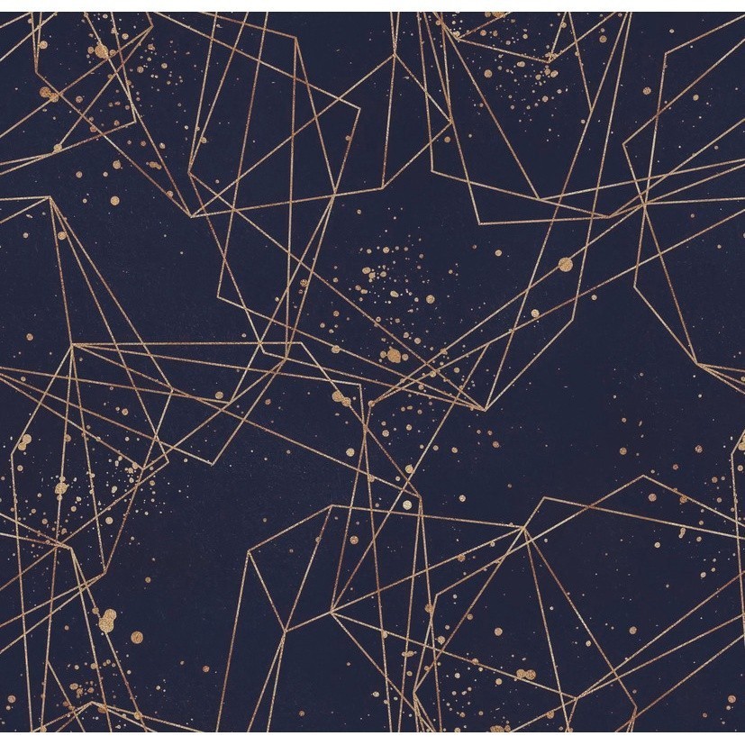 Papel De Parede Adesivo Lavável sala Abstrato Azul Dourado