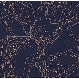 Papel De Parede Adesivo Lavável sala Abstrato Azul Dourado