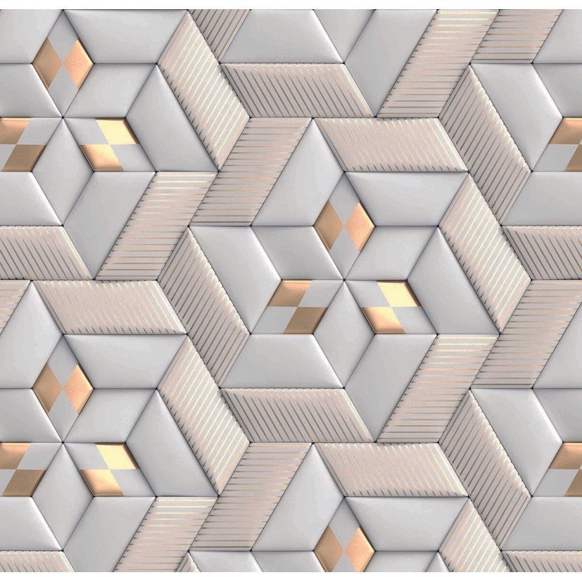Papel De Parede Adesivo Lavável quarto Geométrico Gold Gesso 10m