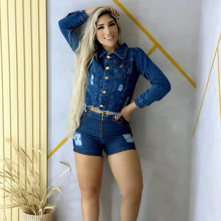 Jaqueta Feminina Jeans Detonada Escura, Estilo Fashion