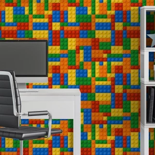Papel de Parede Adesivo Quarto Infantil Colorido Lego Autocolante Lavavel