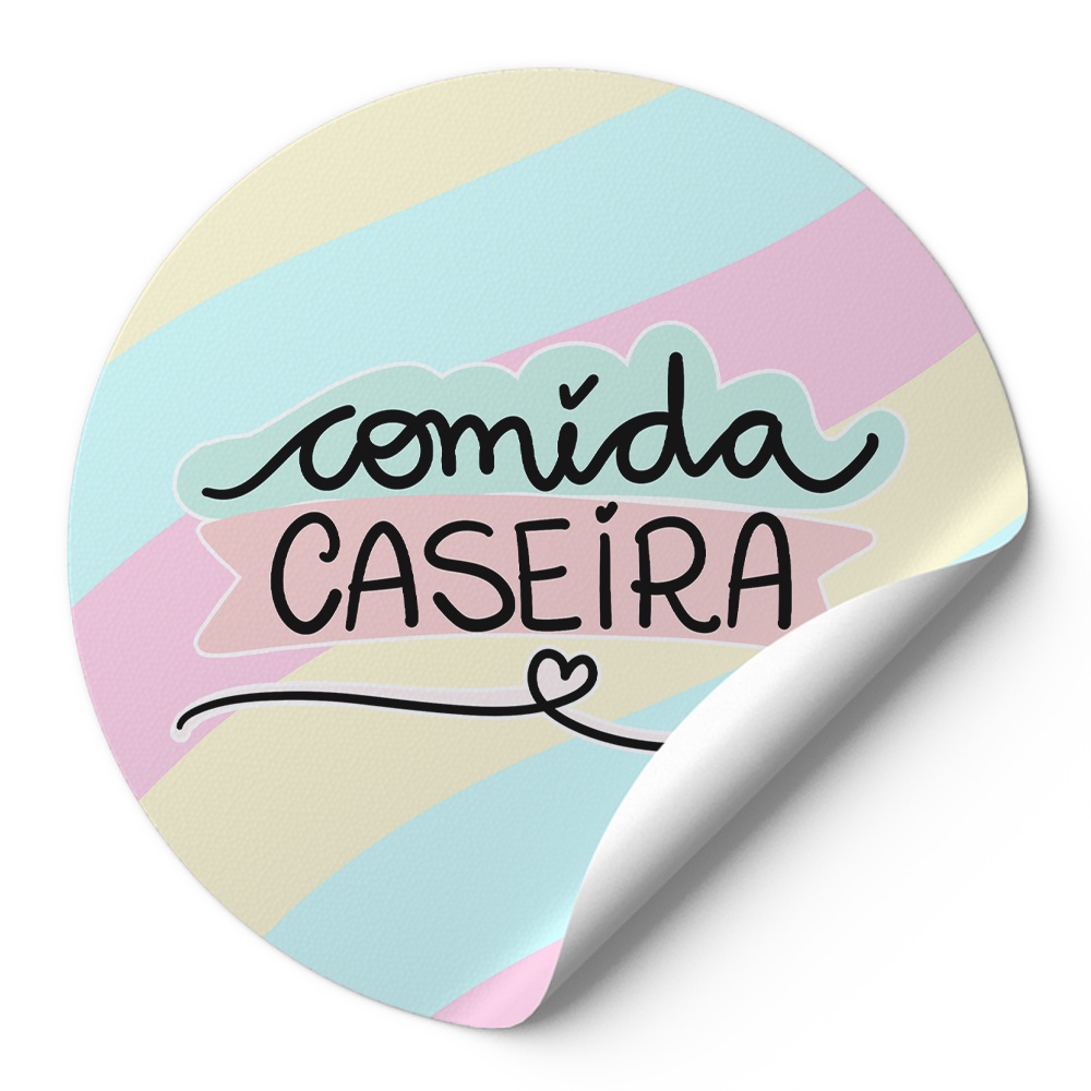 120 Rotulos Redondo Autocolante Adesivo Restaurante Comida Caseira ...