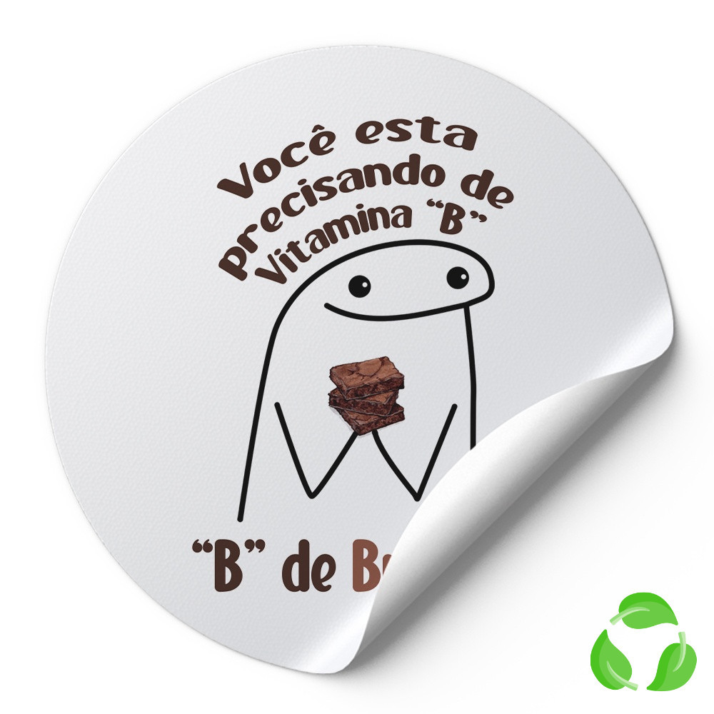 144 Adesivo Decorativo Rotulos Flork Bentô Você Esta Precisando De Vitamina "B" De Brownie Branco
