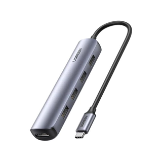 Hub Adaptador Ugreen Usb 3.0 Tipo C 5 em 1 5Gbps Cinza