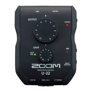Zoom U22 Interface de Áudio Portátil 2in/2out Gravação Móvel