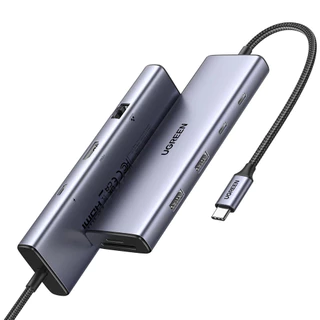 Hub Adaptador Ugreen 9 em 1 p/Usb-C 4k-60Hz + Porta Dp Cinza
