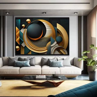Quadro Decorativo 116x80cm Abstrato Geometrico Contemporaneo Hall Casa Sala Quarto Decoração De Parede Mdf Adesivo Grande