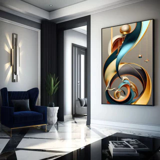 Quadro Decorativo 110x80cm Grande Luxo Abstrato Multforme Hall Casa Sala Quarto Decoração De Parede Mdf Adesivo Grande