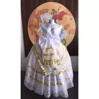 Vestido | conj. de luxo Branco com acabamentos dourados (saia, pano de cabeça e pano da costa) Oxum / Osun