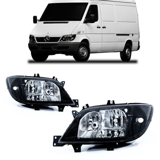 Farol Dianteiro Sprinter CDI 2003 A 2011 Máscara Negra Foco Duplo Com ...