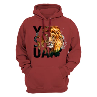 Moletom Canguru Estampado Cristão Confortável Inverno Bolso Capuz Yeshua Lion