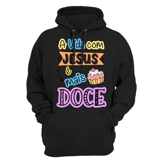 Moletom Estampado Blusa De Frio Bolso Capuz Estampado Quentinho Jesus Doce