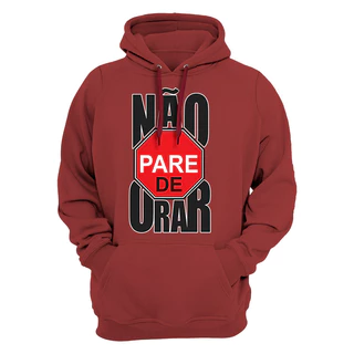 Moletom Canguru Estampado Cristão Confortável Inverno Bolso Capuz Não Pare De Orar