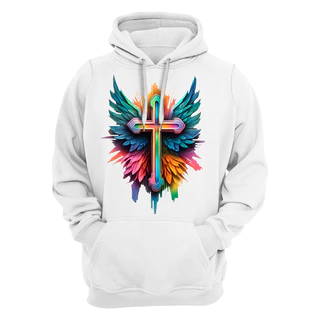 Moletom Canguru Blusa De Frio Com Capuz Canguru Estampado Unissex Cruz Asas