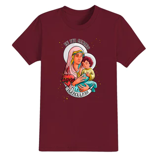 Camiseta 100% Algodão Confortável Estampada Cristã T-Shirt Pela Imaculada