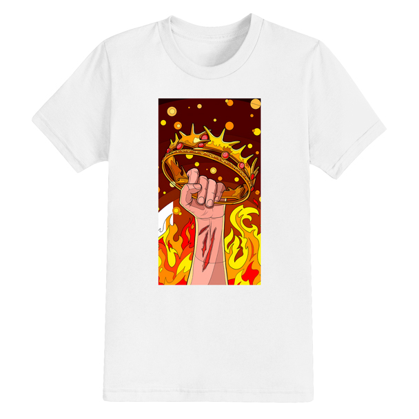 Camiseta Algodão Estampada Cristã Confortável Coroa Mão