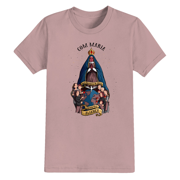 Camiseta Algodão Estampada Cristã Confortável Com Maria