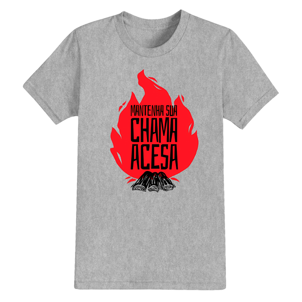 Camiseta Cristã Tecido Algodão Confortável Estampada Chama Acesa