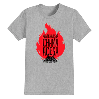 Camiseta Cristã Tecido Algodão Confortável Estampada Chama Acesa
