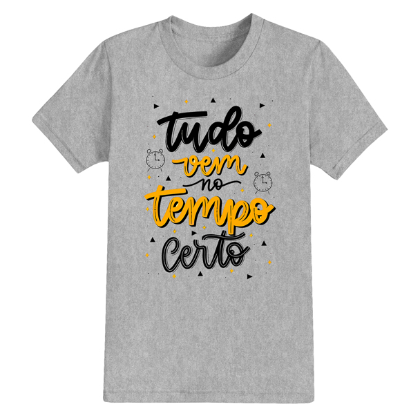 Camiseta Algodão Estampada Cristã Confortável Tempo Certo
