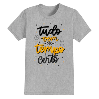 Camiseta Algodão Estampada Cristã Confortável Tempo Certo