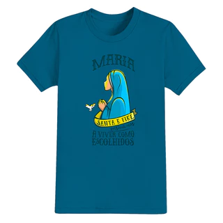 Camiseta Cristã Tecido Algodão Confortável Estampada Maria Santa Fiel