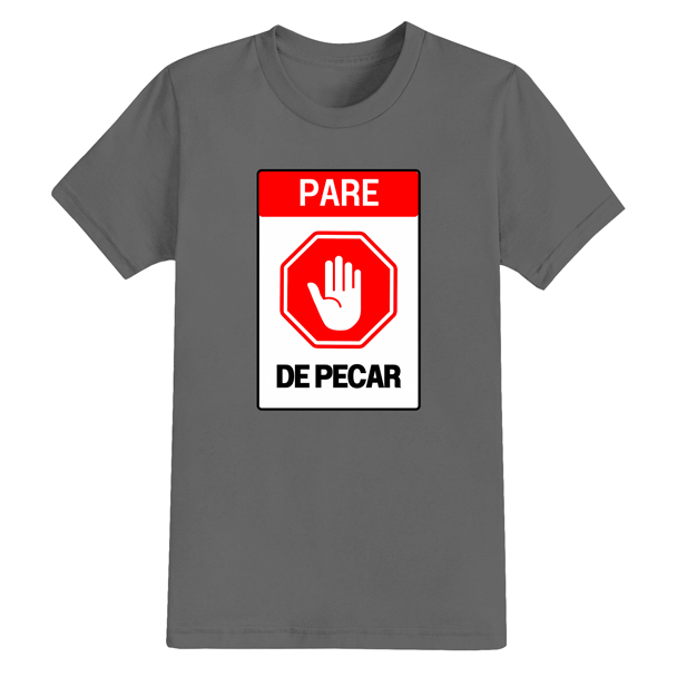 Camiseta Algodão Estampada Cristã Confortável Pare de Pecar