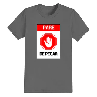 Camiseta Algodão Estampada Cristã Confortável Pare de Pecar