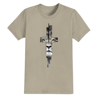 Camiseta 100% Algodão Confortável Estampada Cristã T-Shirt Jesus Olhar Lion
