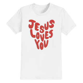 Camiseta Cristã Tecido Algodão Confortável Estampada Jesus Loves