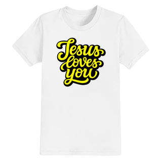 Camiseta Algodão Estampada Cristã Confortável Jesus Love You