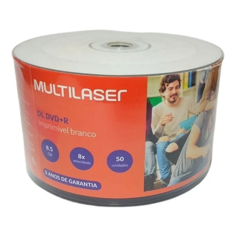 100 Unidades Dvd+r Printable Multilaser Dual Layer 8.5gb Xgd3 | Shopee ...