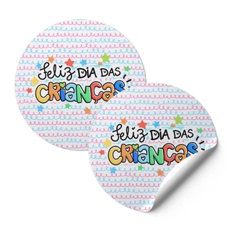 24 Adesivo Rotulos Feliz Dia Das Crianças Molinha Colorida