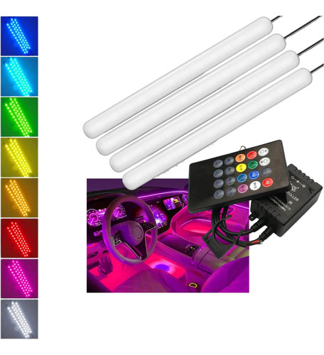 Led Neon 7 Cores Mini Rgb Interno Automotivo Com Controle Carros Som automotivo Luz de Led para Carros