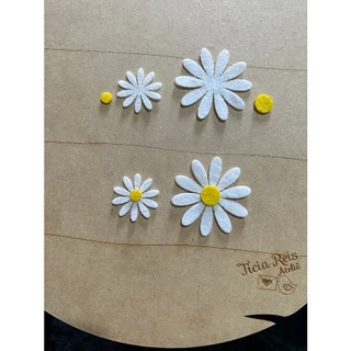 Recorte para montar Flor estilo Margarida de feltro cortado a laser quantidade, aplique para artesanato