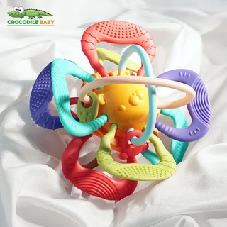 Mordedor para bebê Rotação Pétala rotim Flexível de borracha Sensorial bola Brinquedo para bebês de 3 a 12 meses