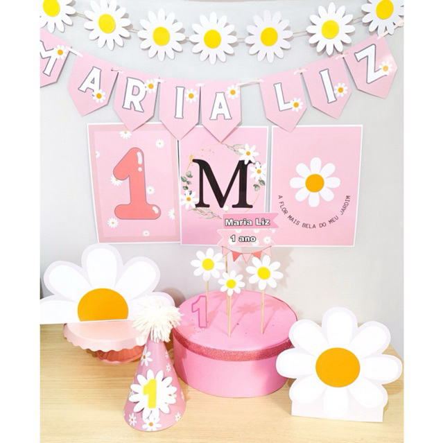 kit festa é só um bolinho Margarida Baho (rosa, lilás ou amarelo)