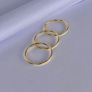 Kit com Trio de Anéis Alianças de Fio Liso Banhadas a Ouro 18k