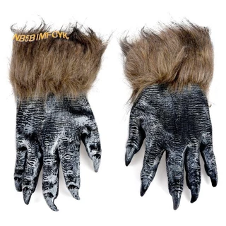 1 Par Luvas Wolf Gloves Halloween Máscara De Conjunto De animal Lobisomem Mascarada Lobo (Tamanho : L , Cor : Preto)
