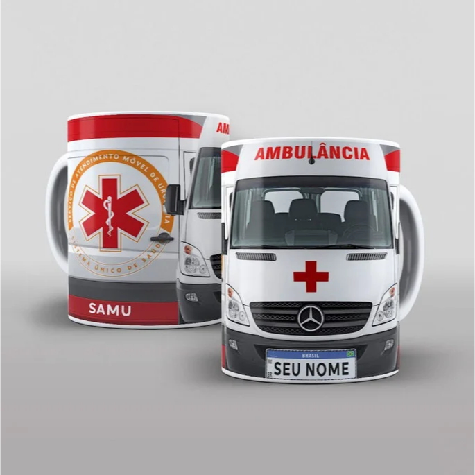 Caneca Porcelana Personalizada Ambulãncia Samu