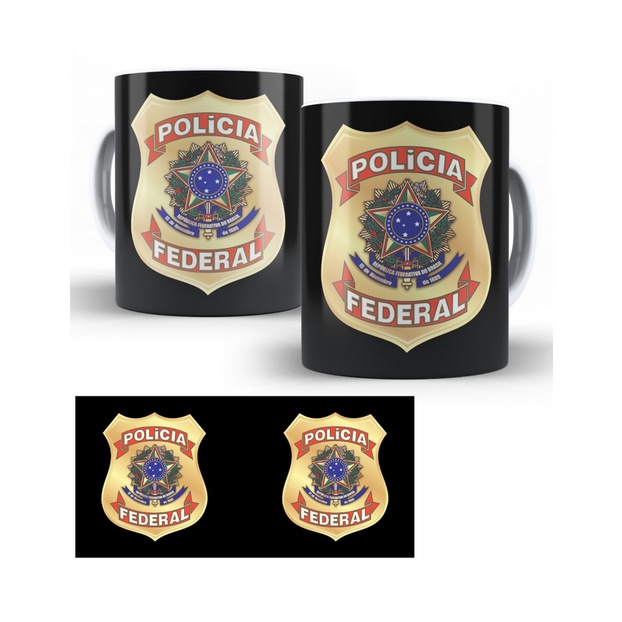 Caneca Xicara Porcelana Personalizada Policia Federal