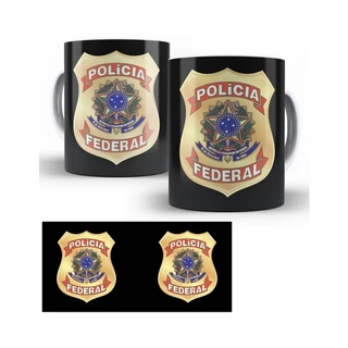Caneca Xicara Porcelana Personalizada Policia Federal