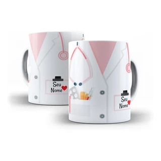Caneca Porcelana Xicara Personalizada Sublimação Enfermagem
